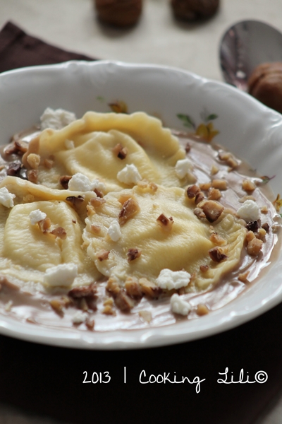 Ravioles de Chèvre et velouté de châitaignes