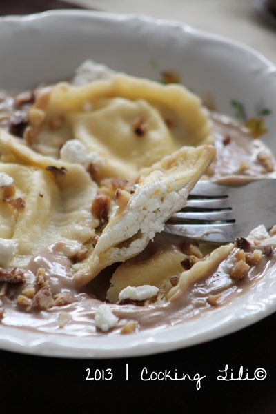 Ravioles de Chèvre et velouté de châitaignes