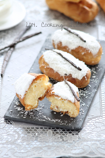 Eclairs vanille et noix de coco