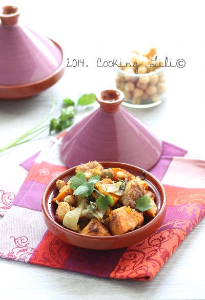 Tajine de cabillaud patate douce coriandre