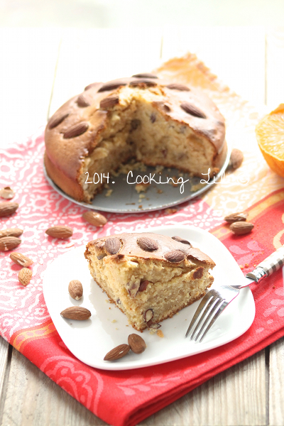 Gâteau Orange, fleur d'oranger, amandes