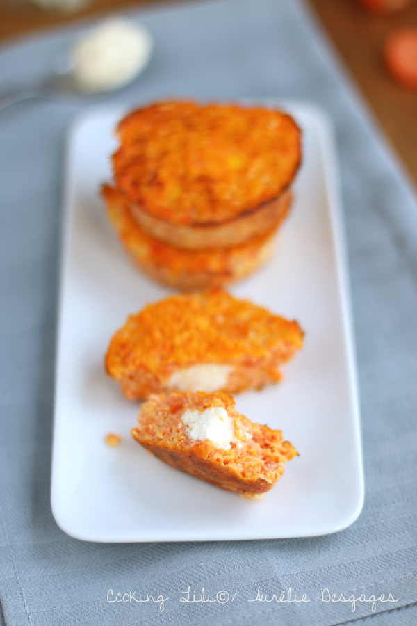 palets de carottes et coeur fromage