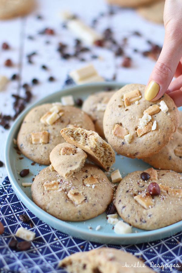 cookies noisettes café chocolat blanc